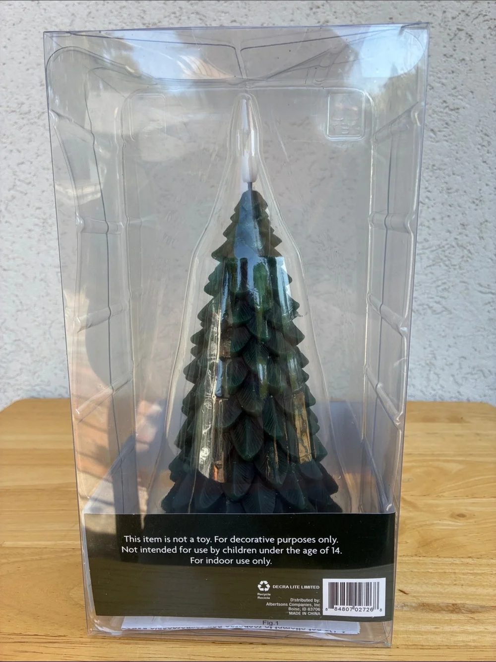 Christmas LED Wax Green Tree Candle 8.5 inches